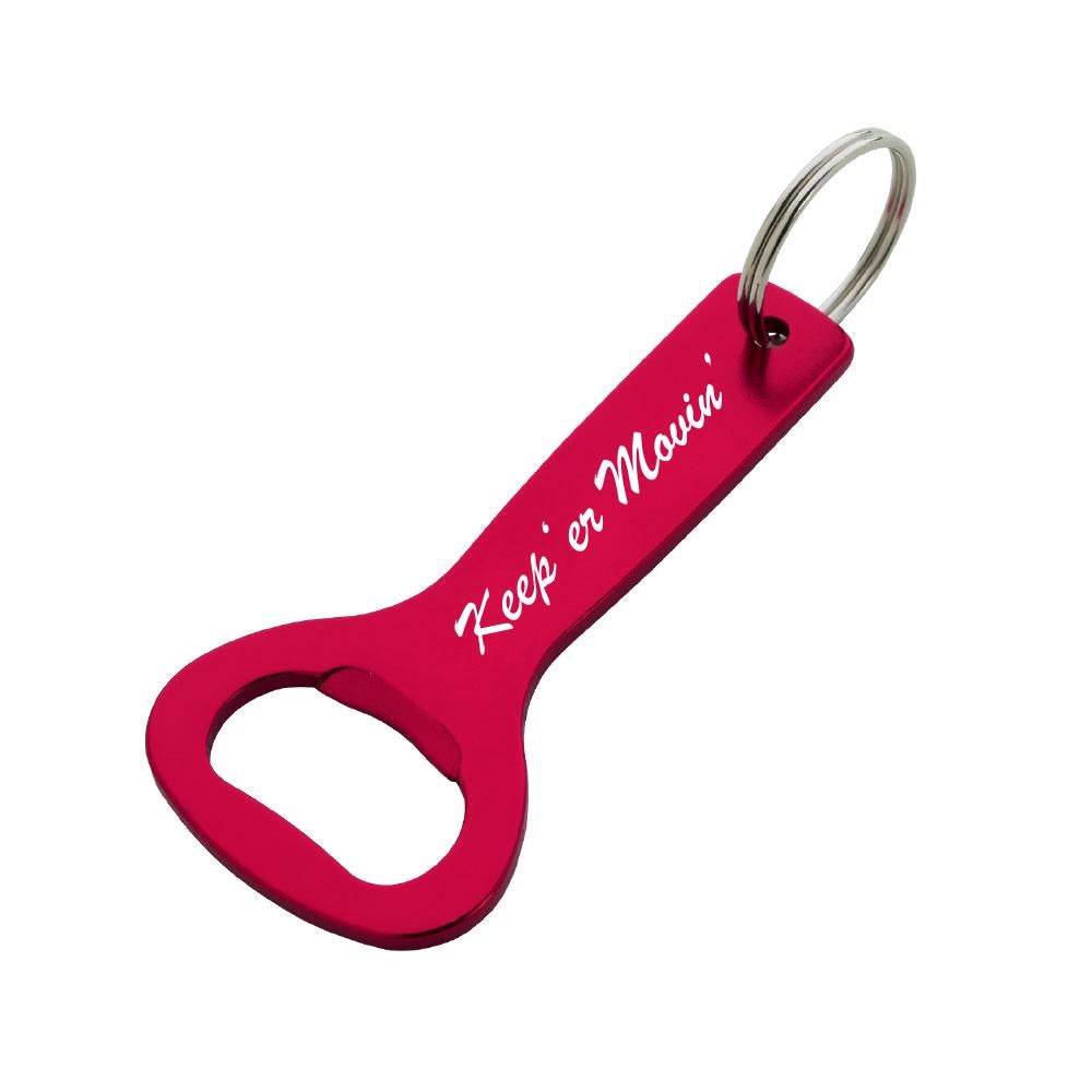 Pink bottle store opener keychain