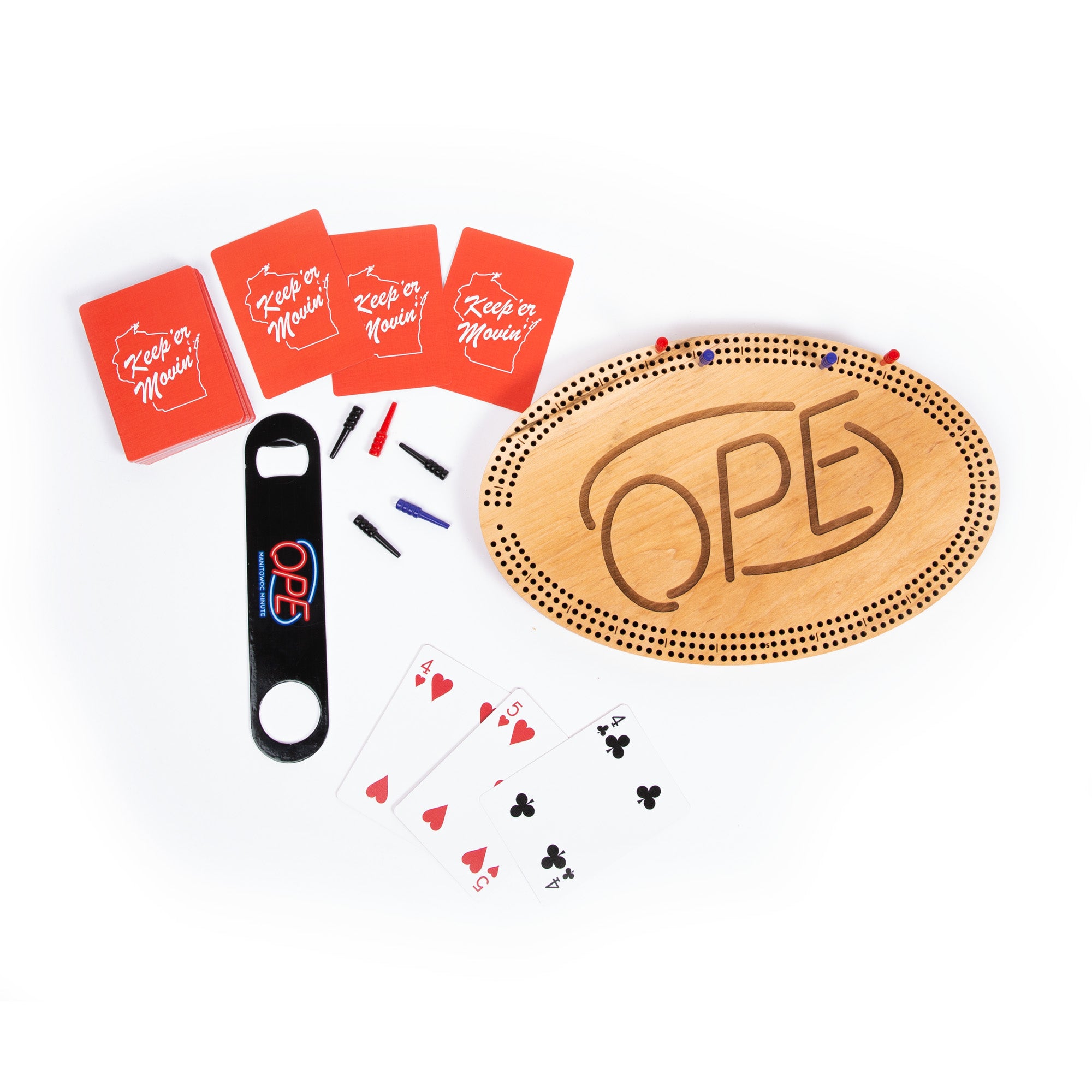 OPE Cribbage Board Set - Made in Wisconsin!